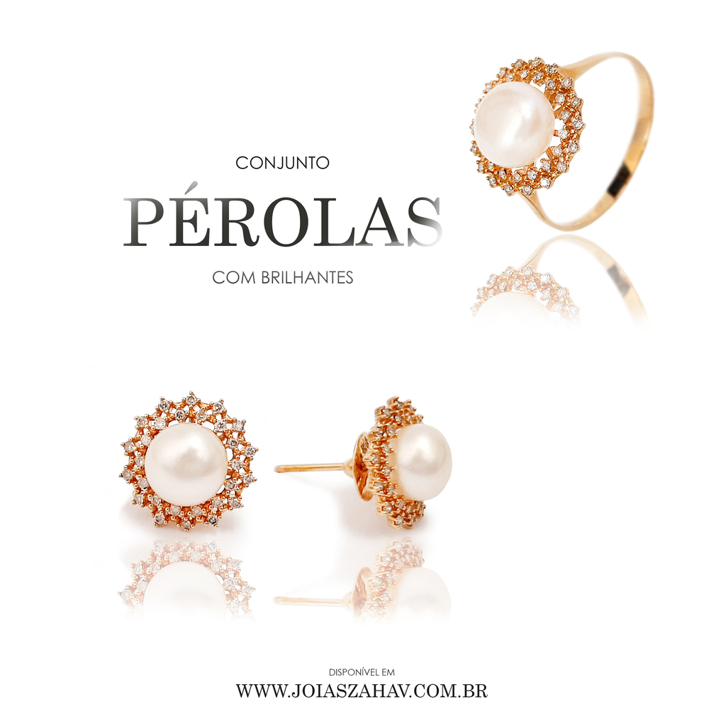 imagem Conjunto Pérola em Ouro 18k.