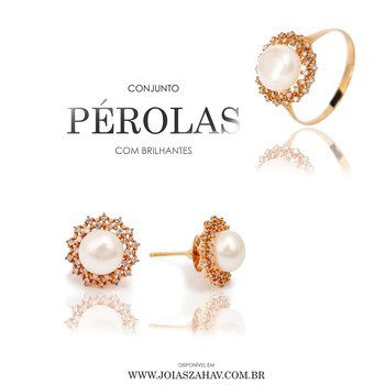 imagem Conjunto Pérola em Ouro 18k.