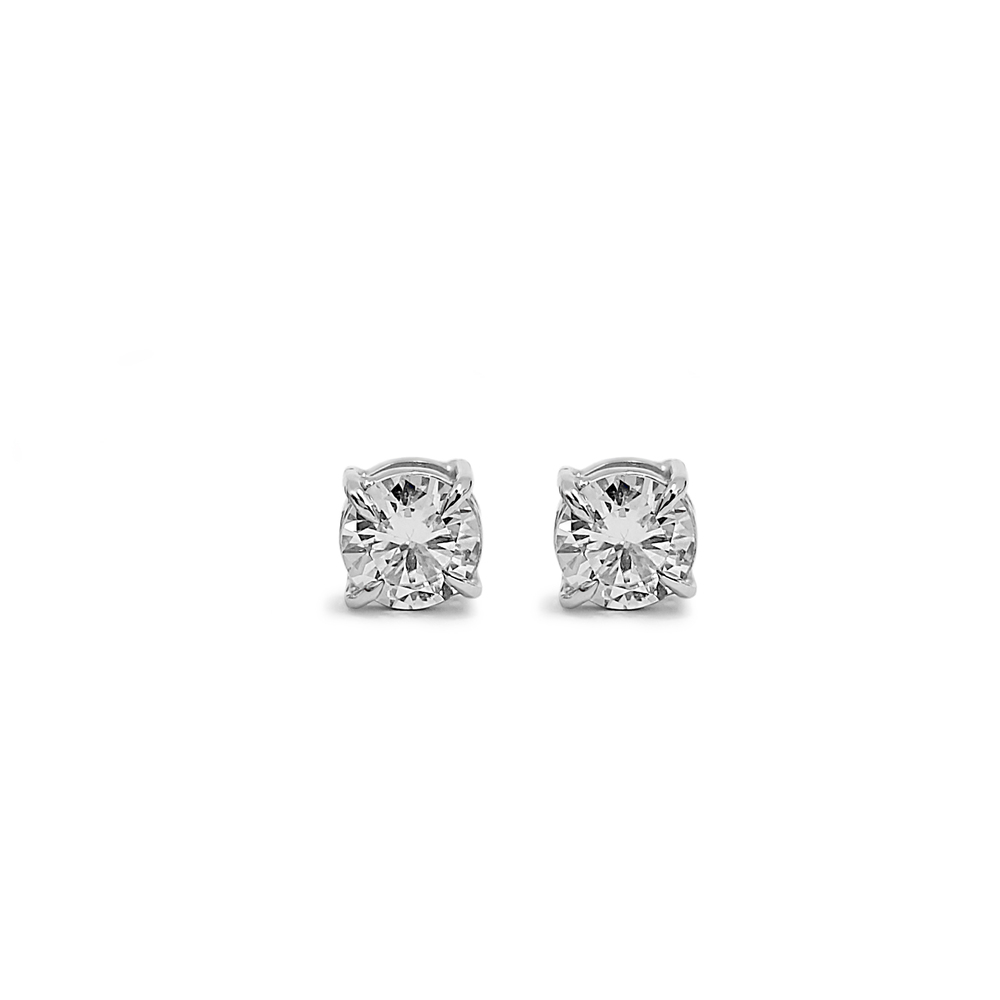 imagem Par de brincos em Ouro branco 18k com zircônia