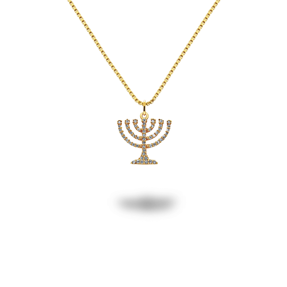 imagem Corrente em Ouro 18k. com pingente Candelabro com brilhantes