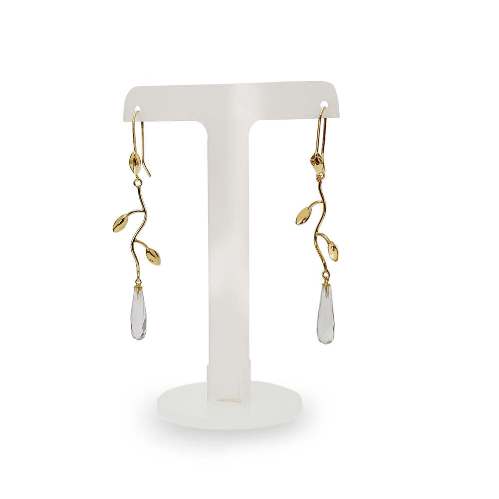 imagem Par de brincos em Ouro 18k. ramo com cristal