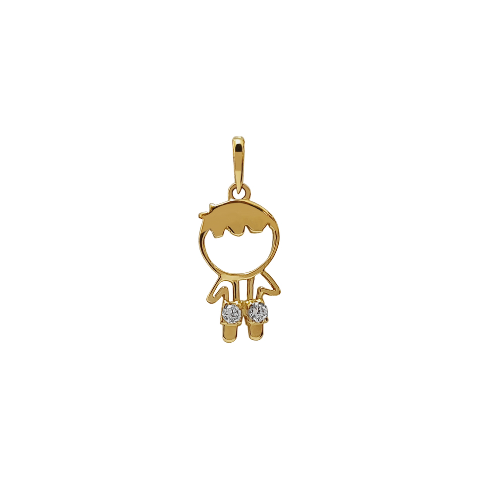 imagem Pingente em Ouro 18k. Menino com zircônias