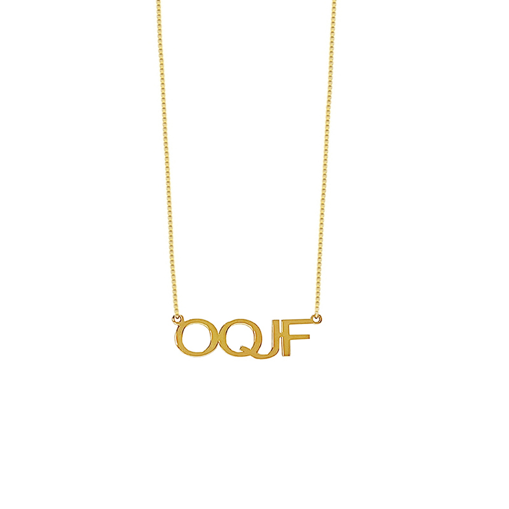 imagem Corrente com Pingente OQJF em Ouro 18k. 