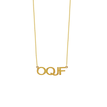 imagem Corrente com Pingente OQJF em Ouro 18k. 