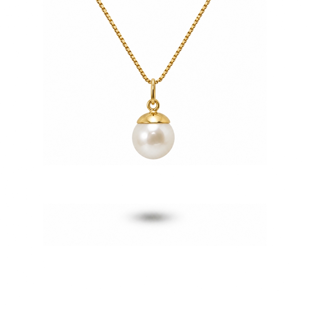 imagem Gargantilha com Pingente com Pérola em Ouro 18k.