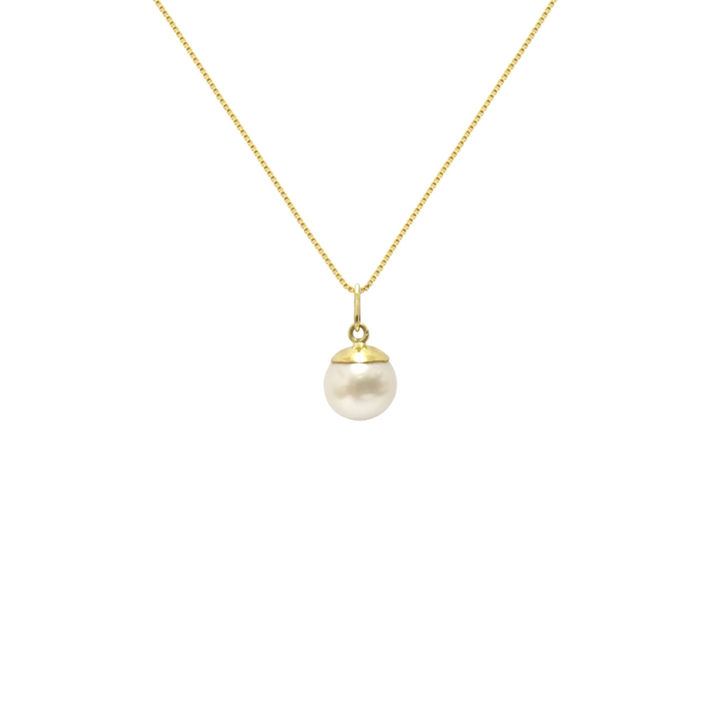 imagem Gargantilha com Pingente com Pérola em Ouro 18k.