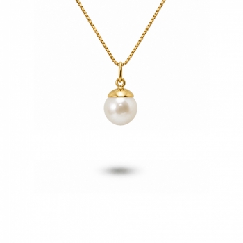imagem Gargantilha com Pingente com Pérola em Ouro 18k.