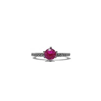 imagem Anel em Prata 925 Solitário com zircônia pink com zircônias no aro