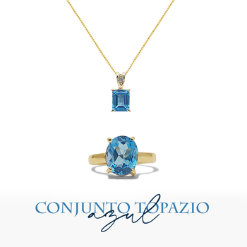imagem Conjunto Sky em Ouro 18k. com Topazio e brilhante