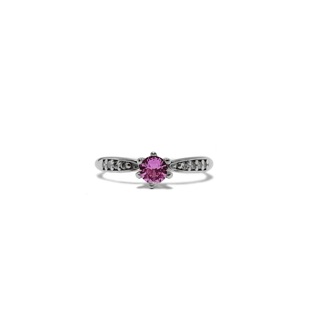 imagem Anel Solitário Pink em prata 925 6 garras