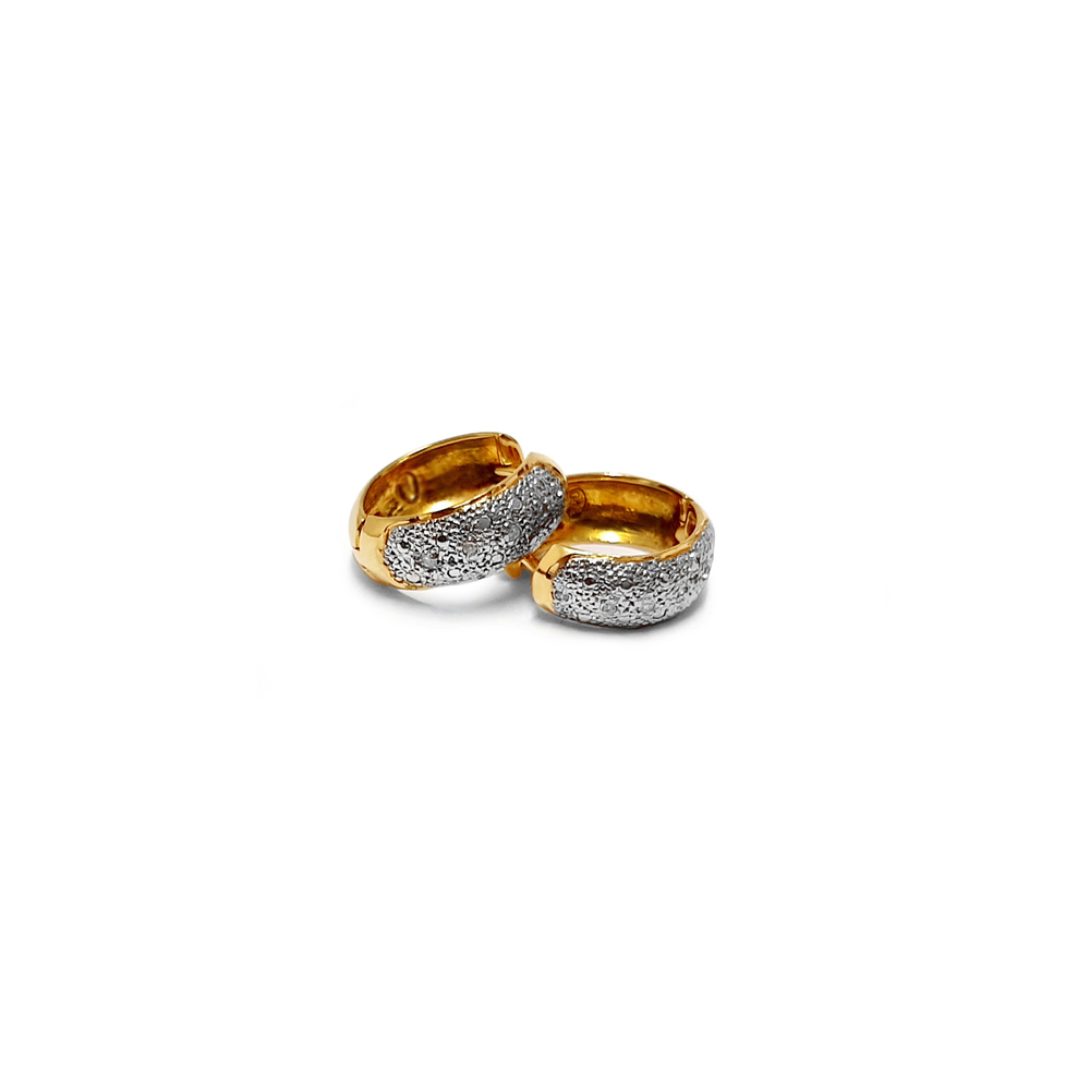 imagem Par de brincos em Ouro 18k. bicolor com brilhantes