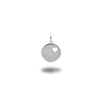 imagem Pingente Medalha Eu Amo Praia em Prata 925  