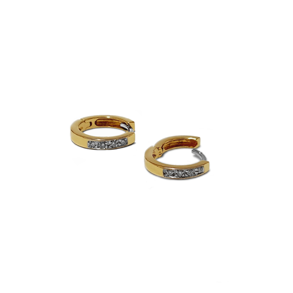 imagem Par de brincos em Ouro 18k argola pequena com brilhantes
