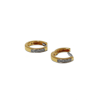 imagem Par de brincos em Ouro 18k argola pequena com brilhantes