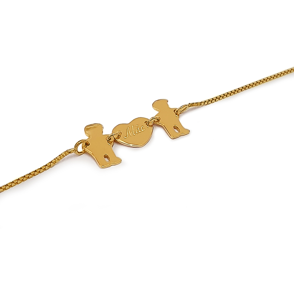 imagem Pulseira Coração de Mãe em Ouro 18k.