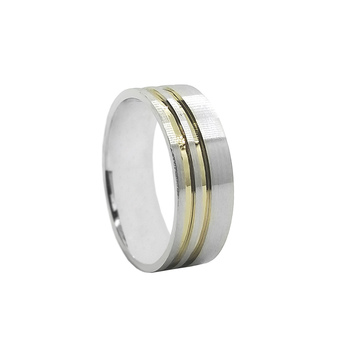 imagem Aliança de compromisso em Prata 925 com filetes de ouro 18k.