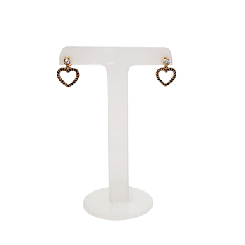 imagem Par de brincos em Ouro  18k. coração com diamantes negros